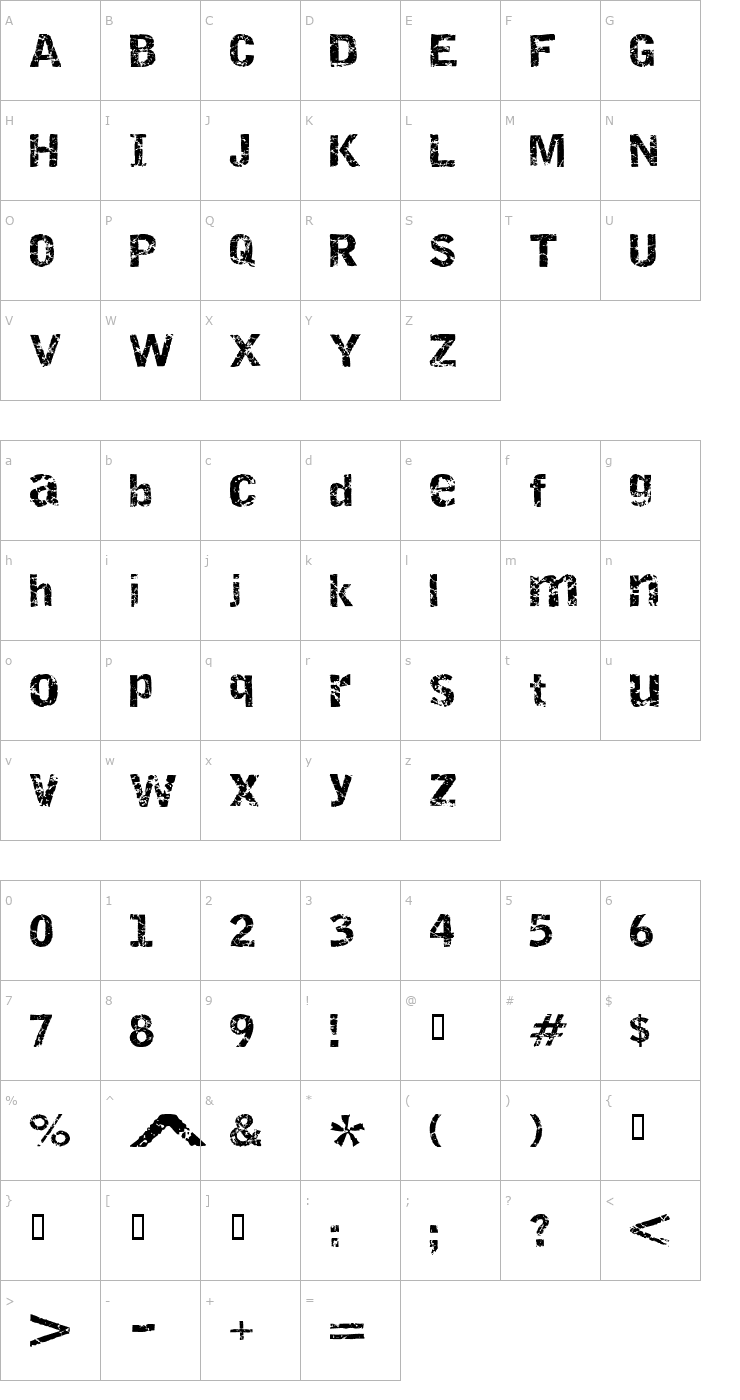 Character Map Destroy Font