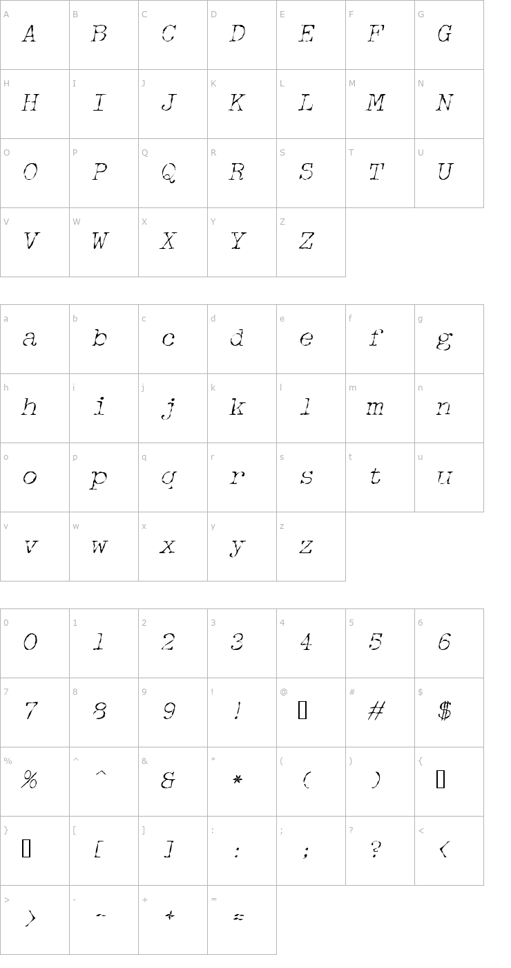 Character Map Detective Italic Font