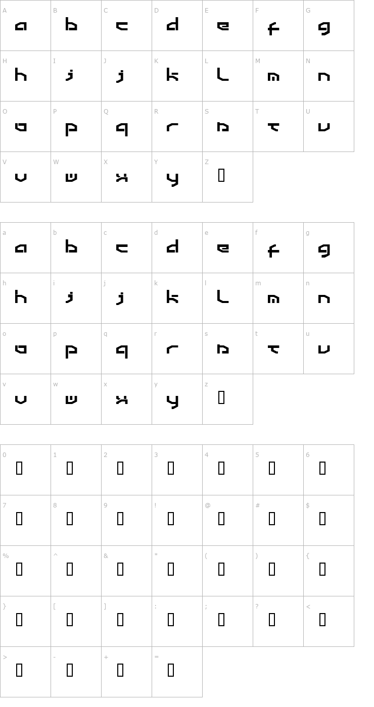 Character Map Detroit Font