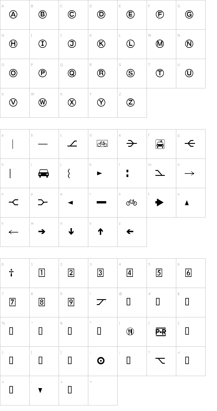 Character Map DeutscheBahnAG Three Font