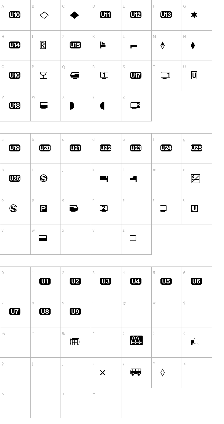 Character Map DeutscheBahnAG Two Font