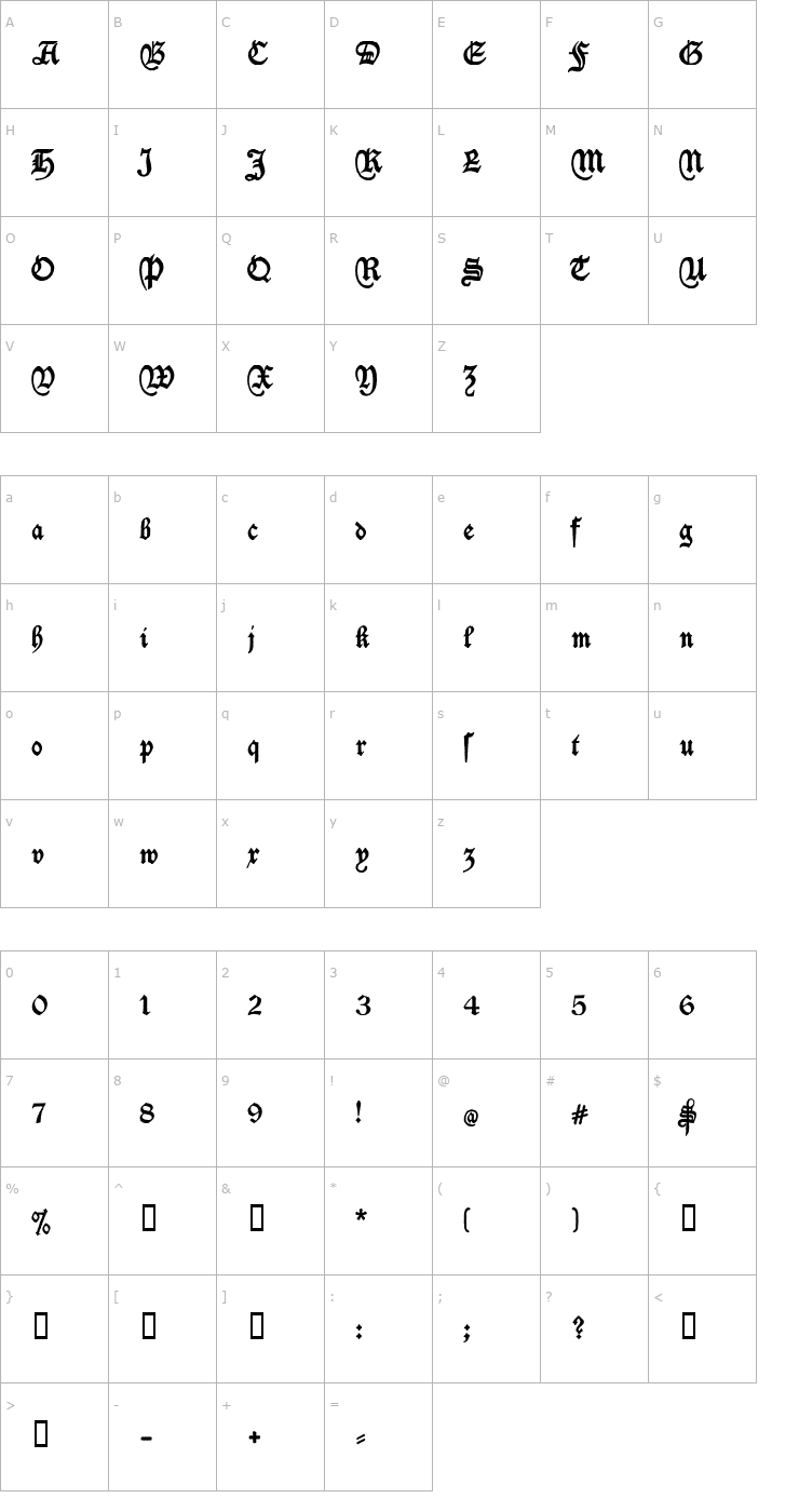 Character Map Deutschische Font