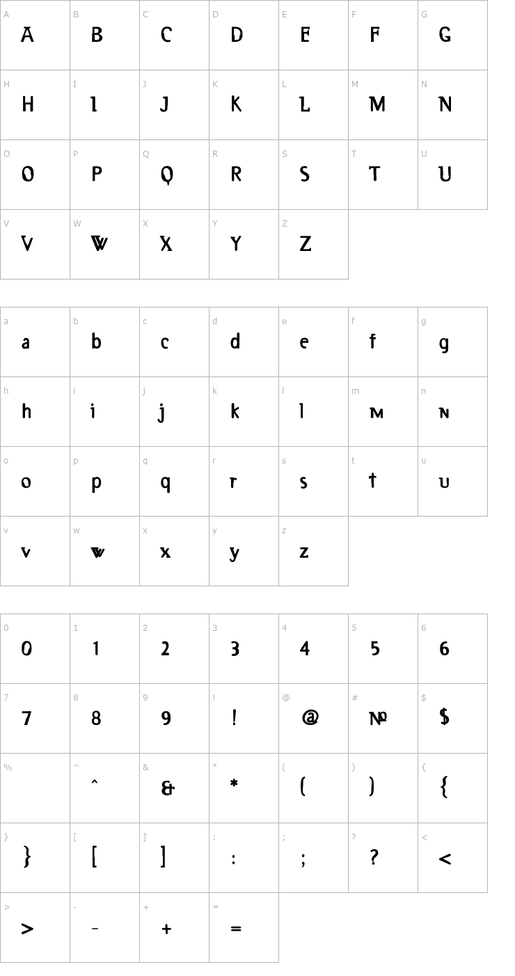 Character Map Deux-Black Font