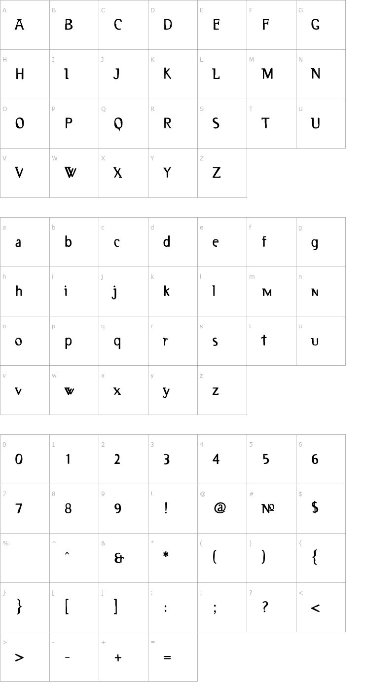 Character Map Deux-Bold Font