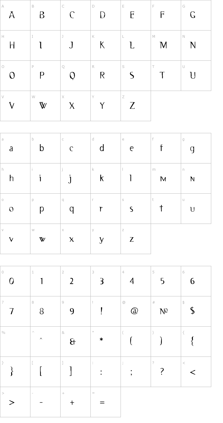 Character Map Deux-Regular Font