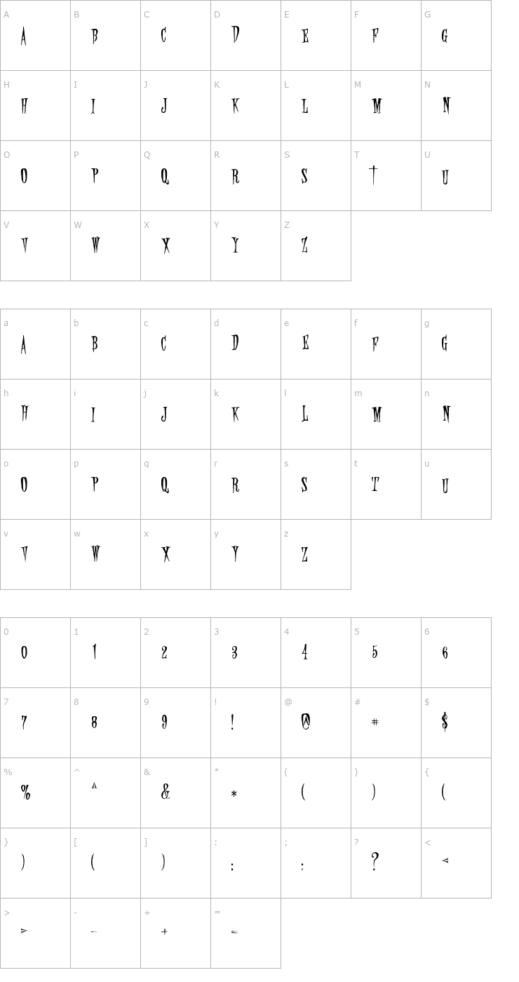 Character Map Deviliette Font