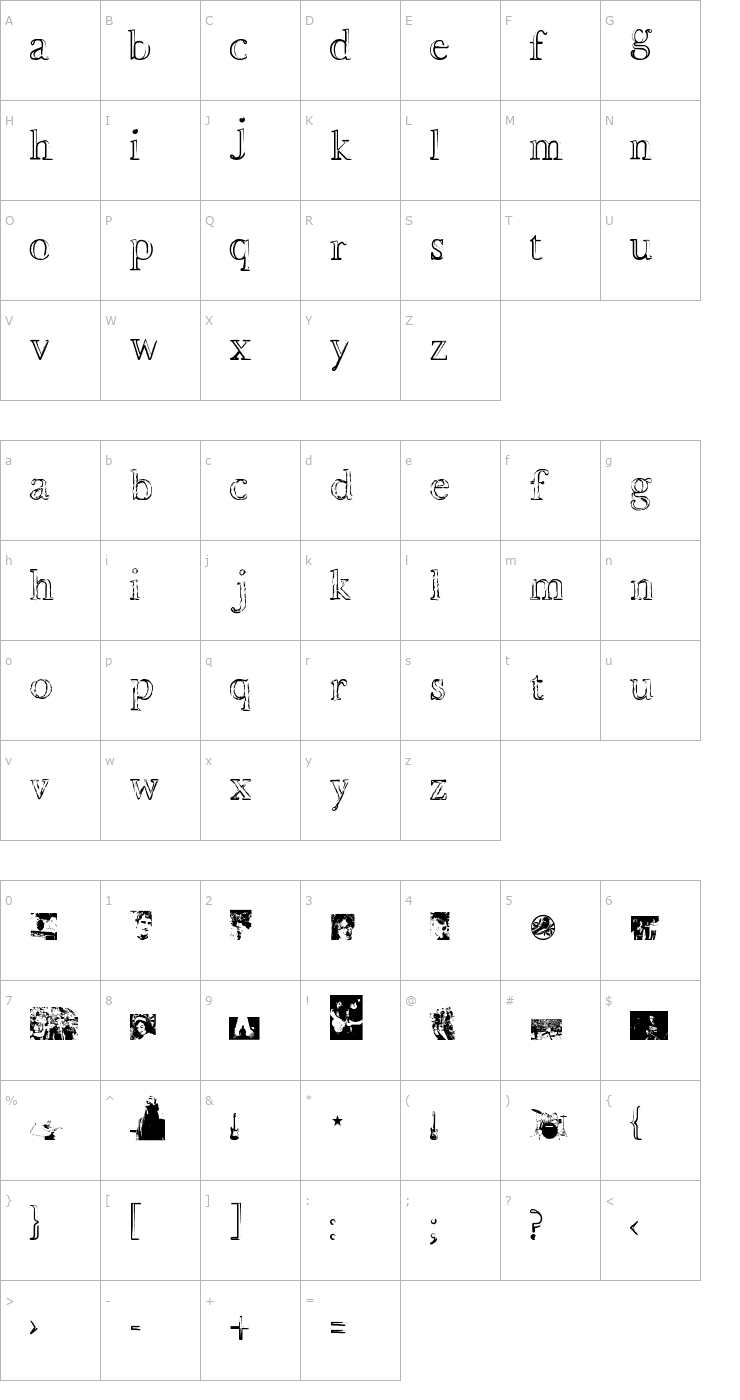 Character Map Devotion and Desire Font