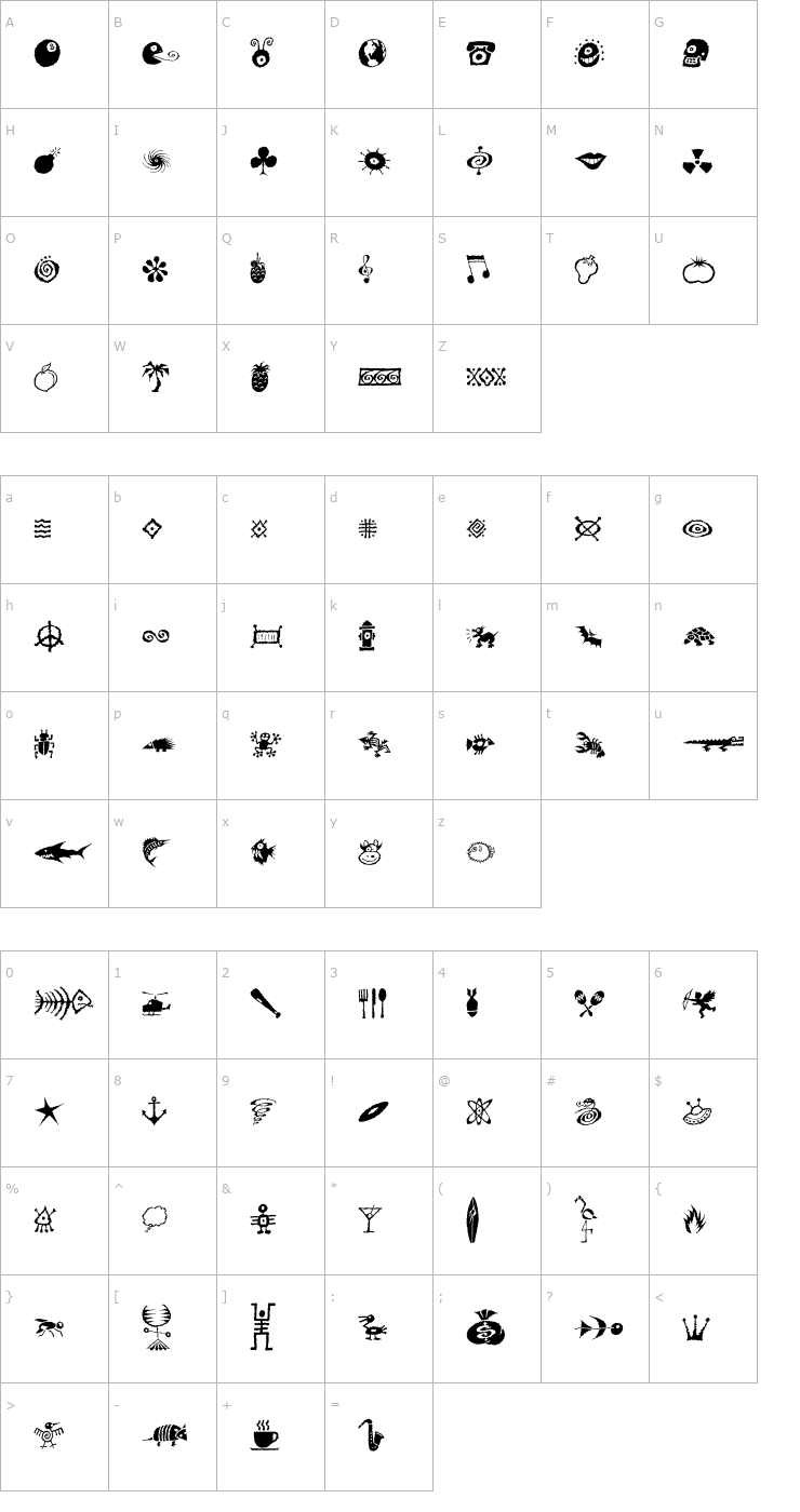 Character Map DF Mo Funky Fresh Symbols LET Plain1.0 Font