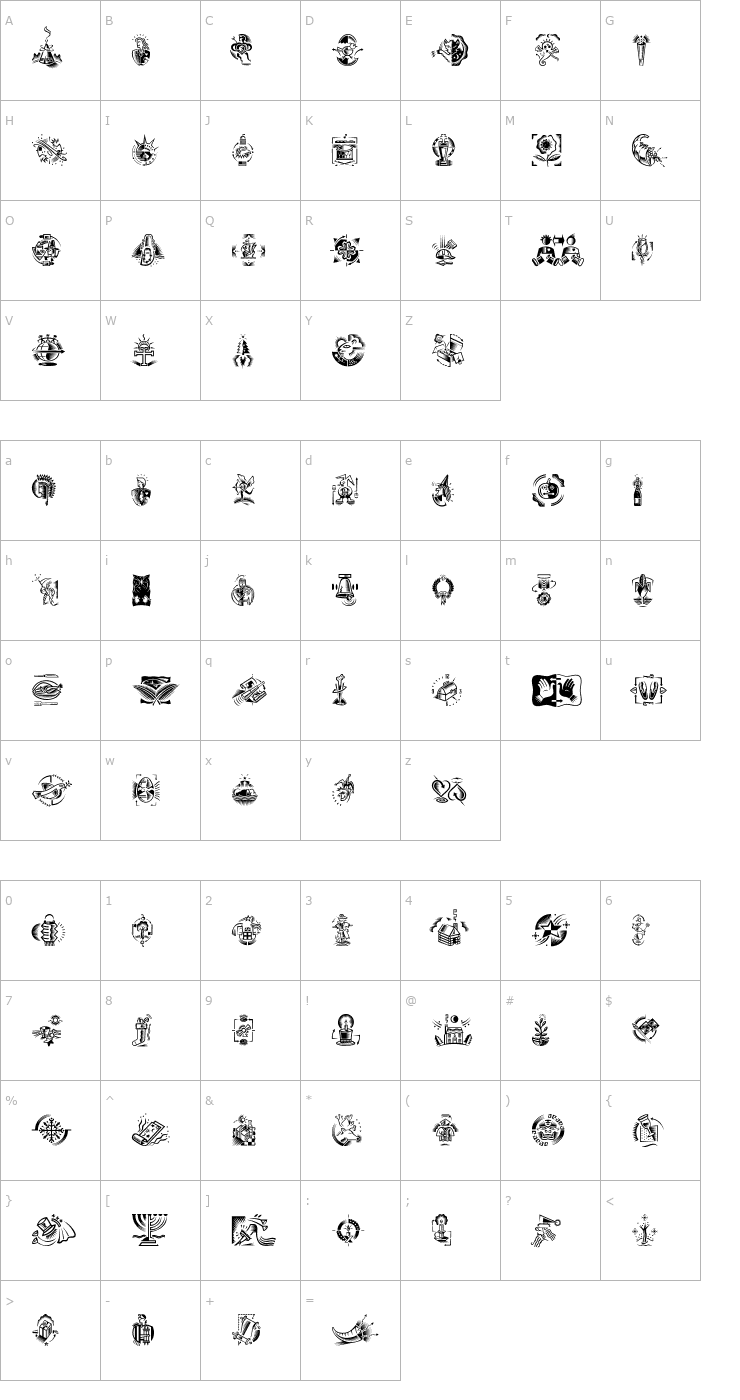 Character Map DfCelebrationsPlain Font
