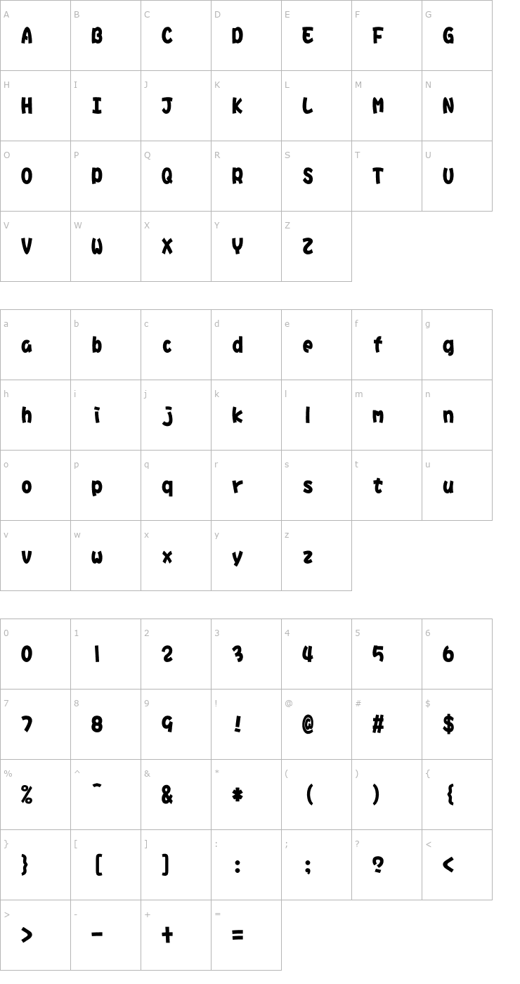 Character Map DFHaiBaoW12U-B5 Font