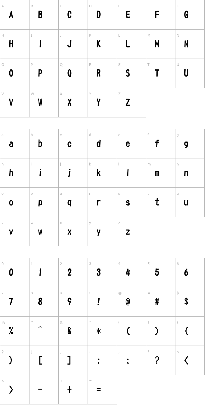 Character Map DFPOP1W7U-B5 Font