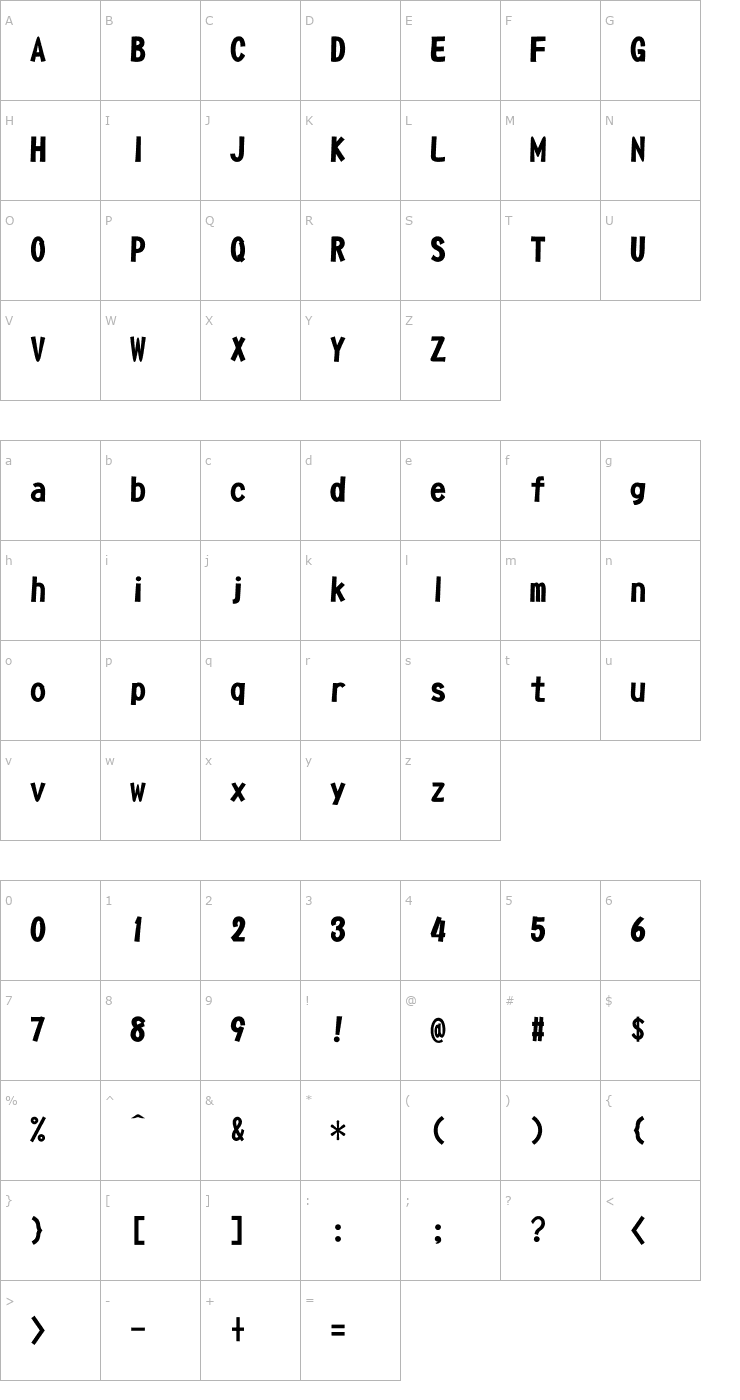 Character Map DFPOP1W9U-B5 Font