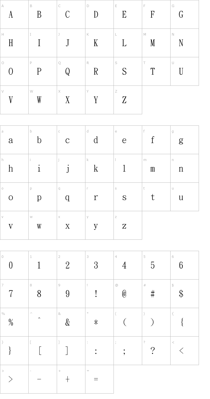 Character Map DFSymbolU-B5 Font