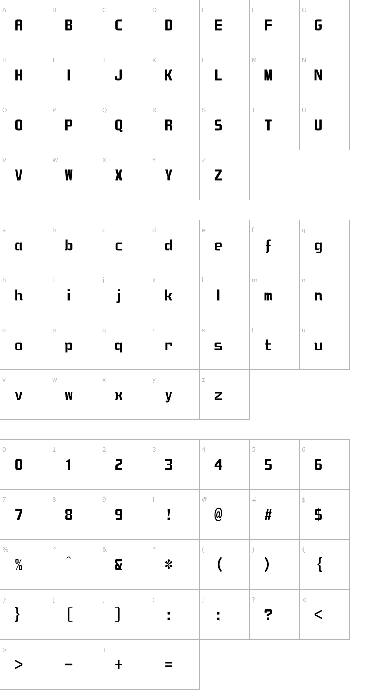 Character Map DFZongYiW5U-B5 Font