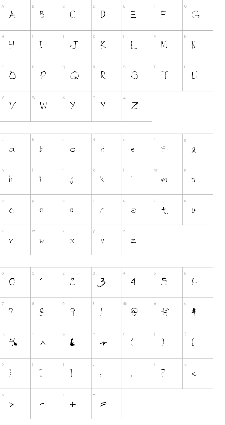 Character Map Diabolo Font