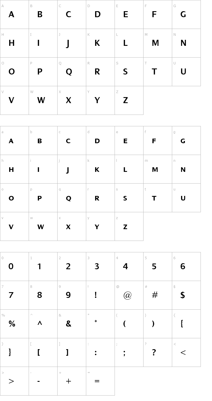 Character Map Dialog SemiBold SC Font