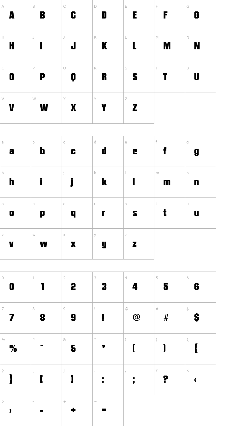 Character Map Diamante-ExtraBold Font