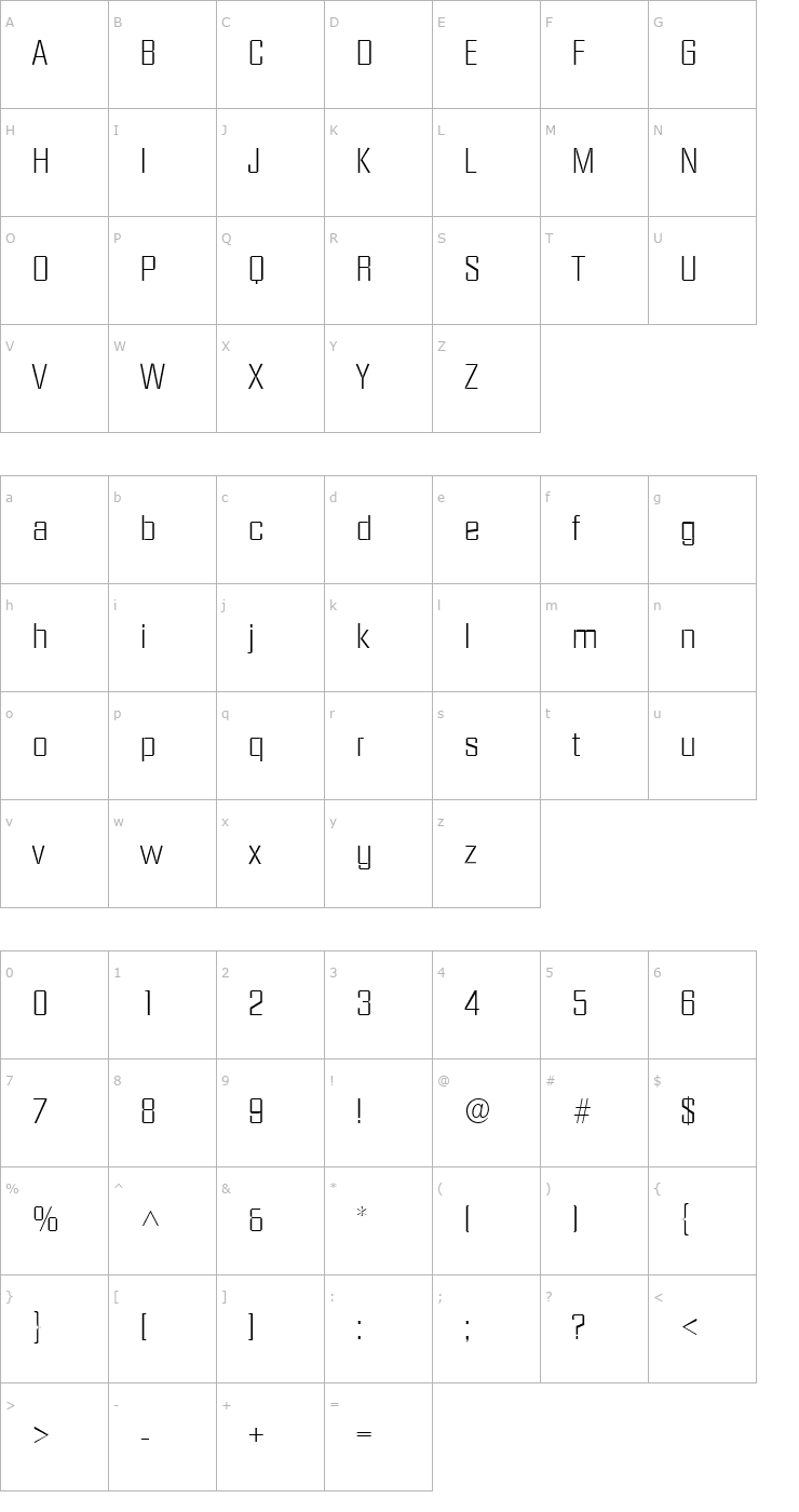 Character Map Diamond Light SF Font