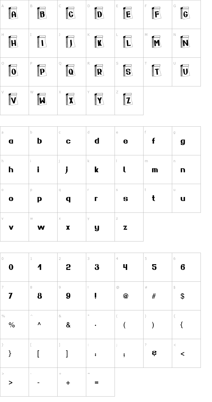 Character Map Diary Becker Font