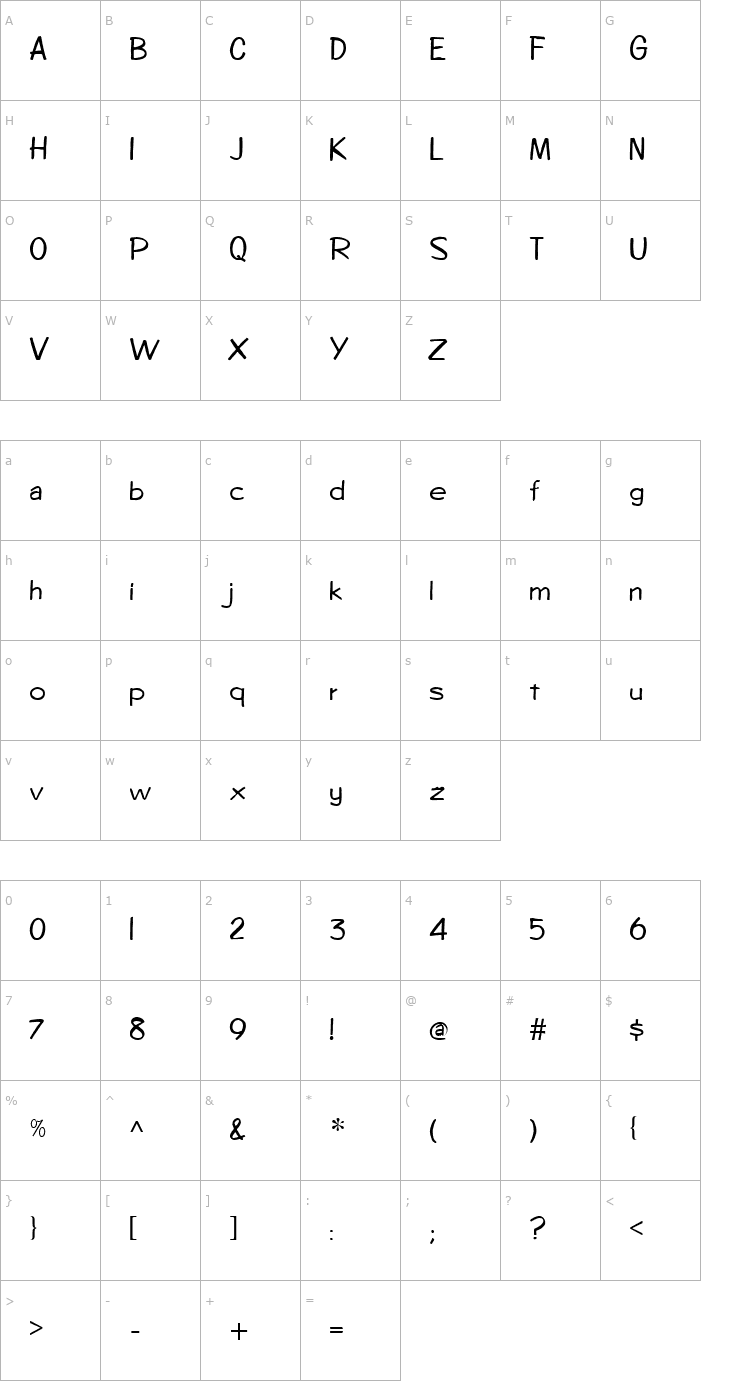 Character Map Diego Regular Font