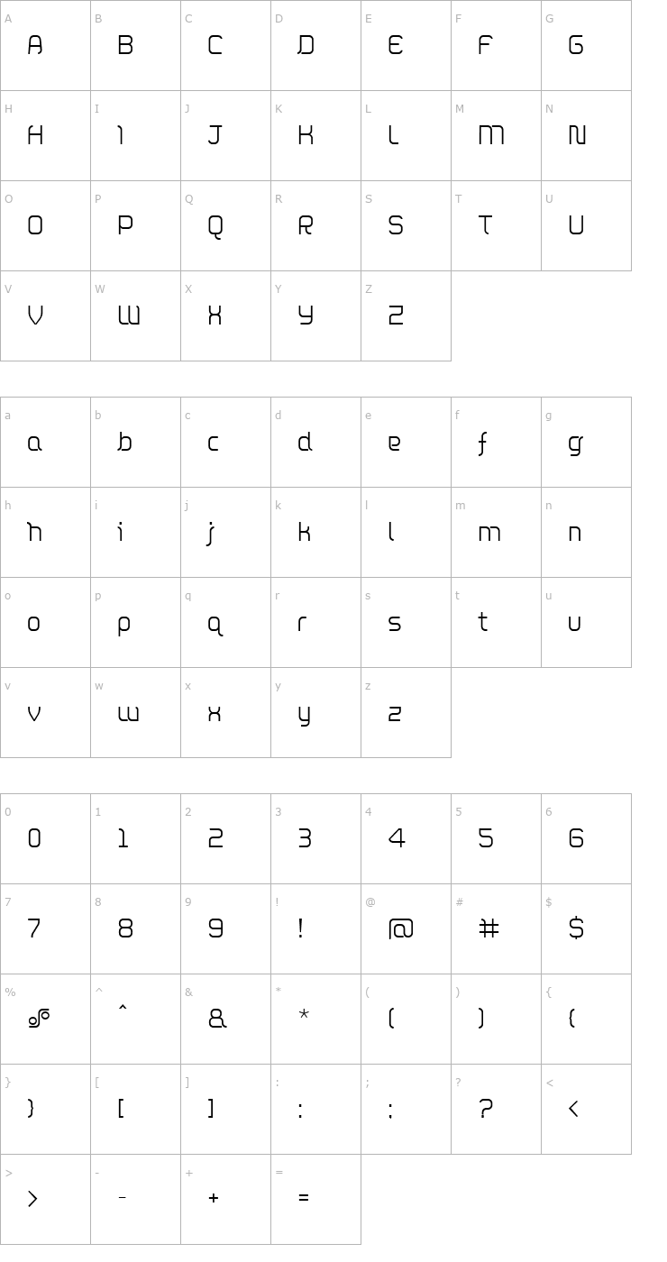 Character Map DieppeLight Font
