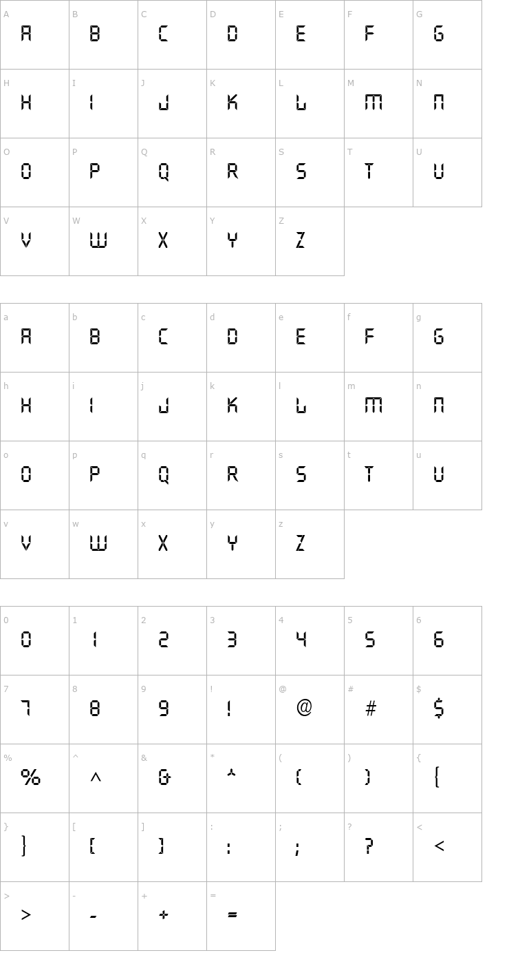 Character Map Digiface Font