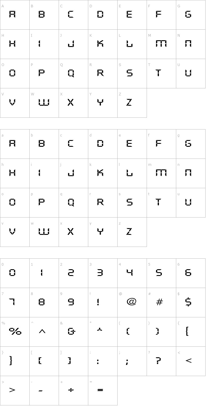 Character Map DigifaceWide Font