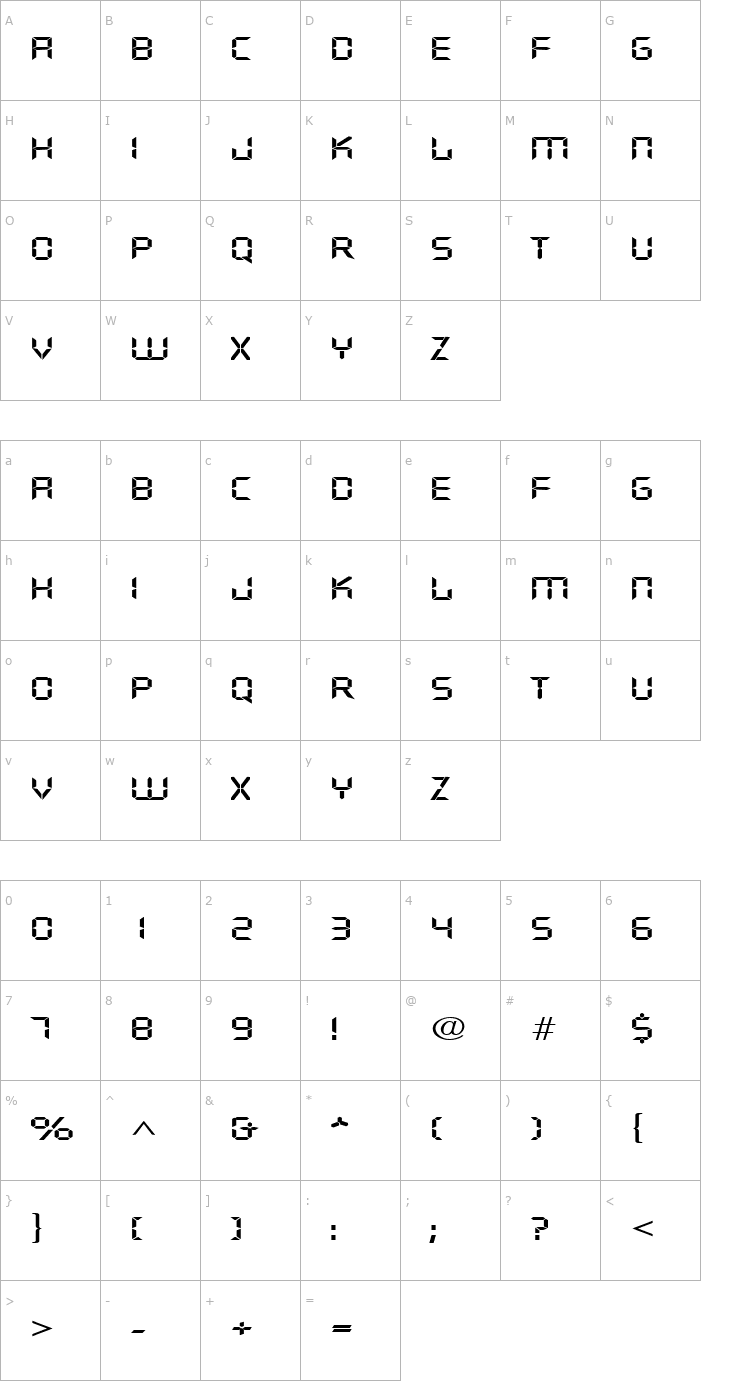 Character Map DigifaceWide Regular Font