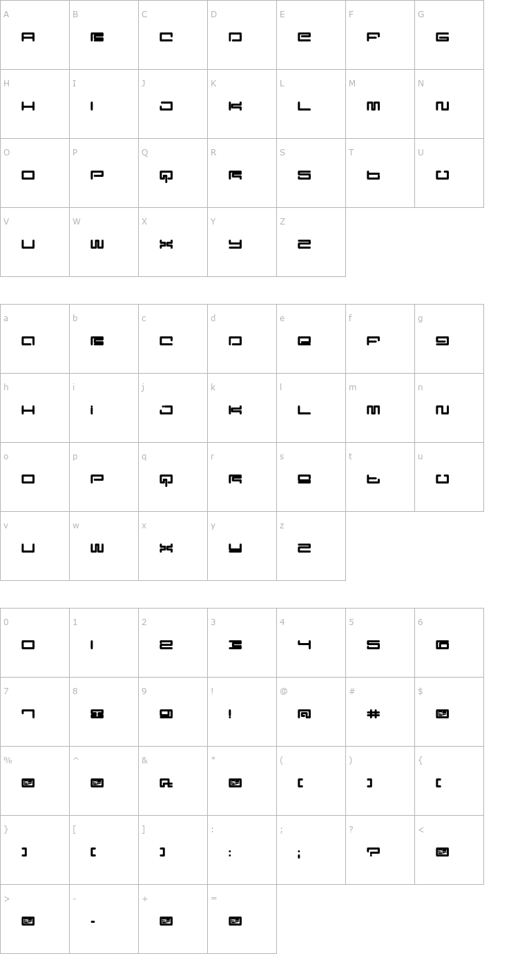 Character Map Digit Cube Font