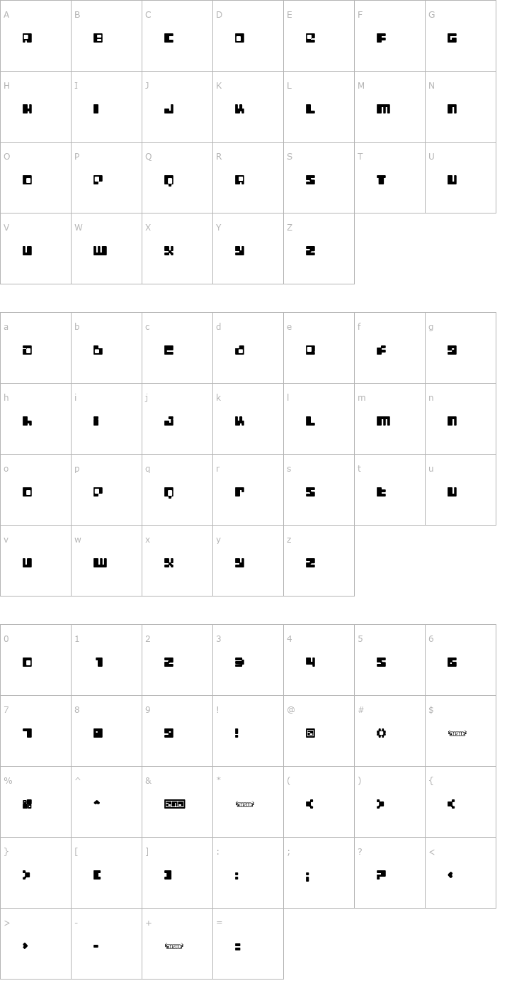 Character Map Digit LoFi Font