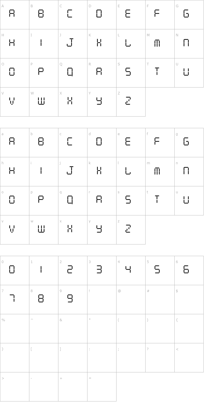 Character Map Digital Computer Calculator Font