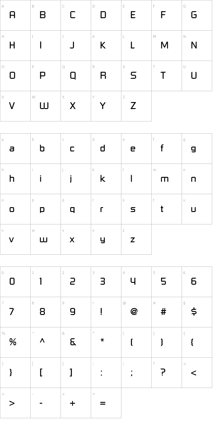 Character Map Digital Font