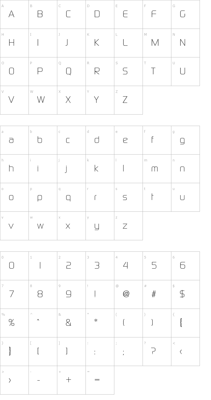 Character Map Digital-Light Font
