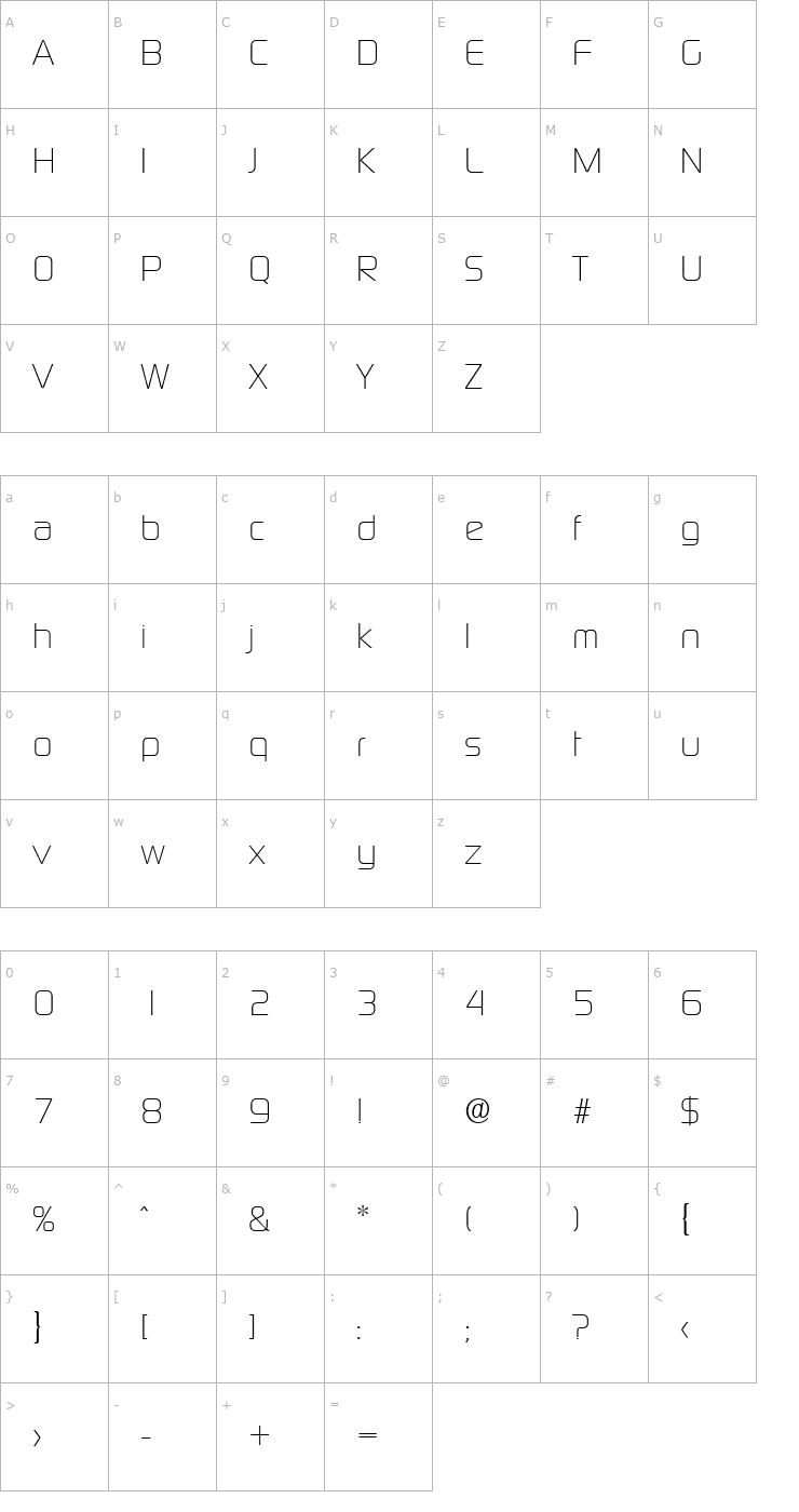 Character Map Digital-Serial-Regular Font
