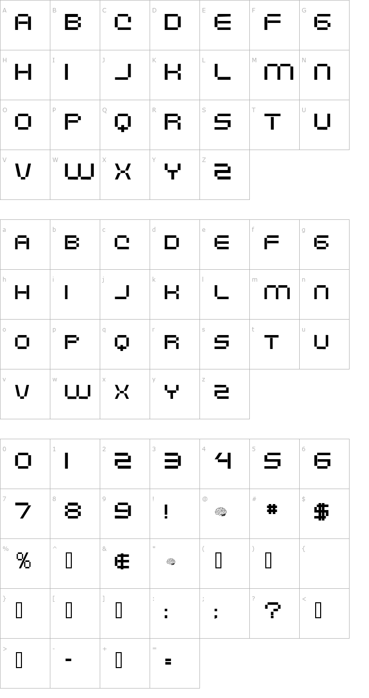 Character Map Digitalema Font