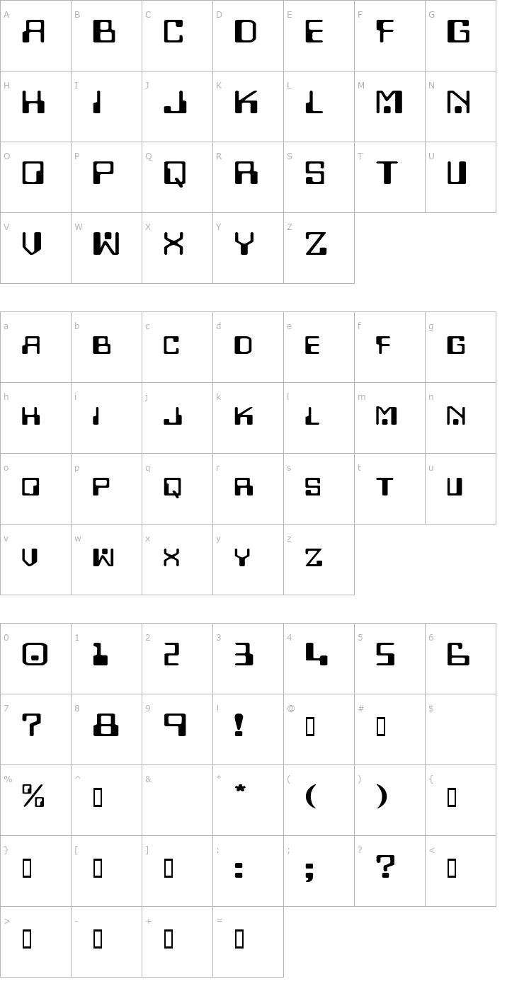 Character Map DigitalMachineExtended Font