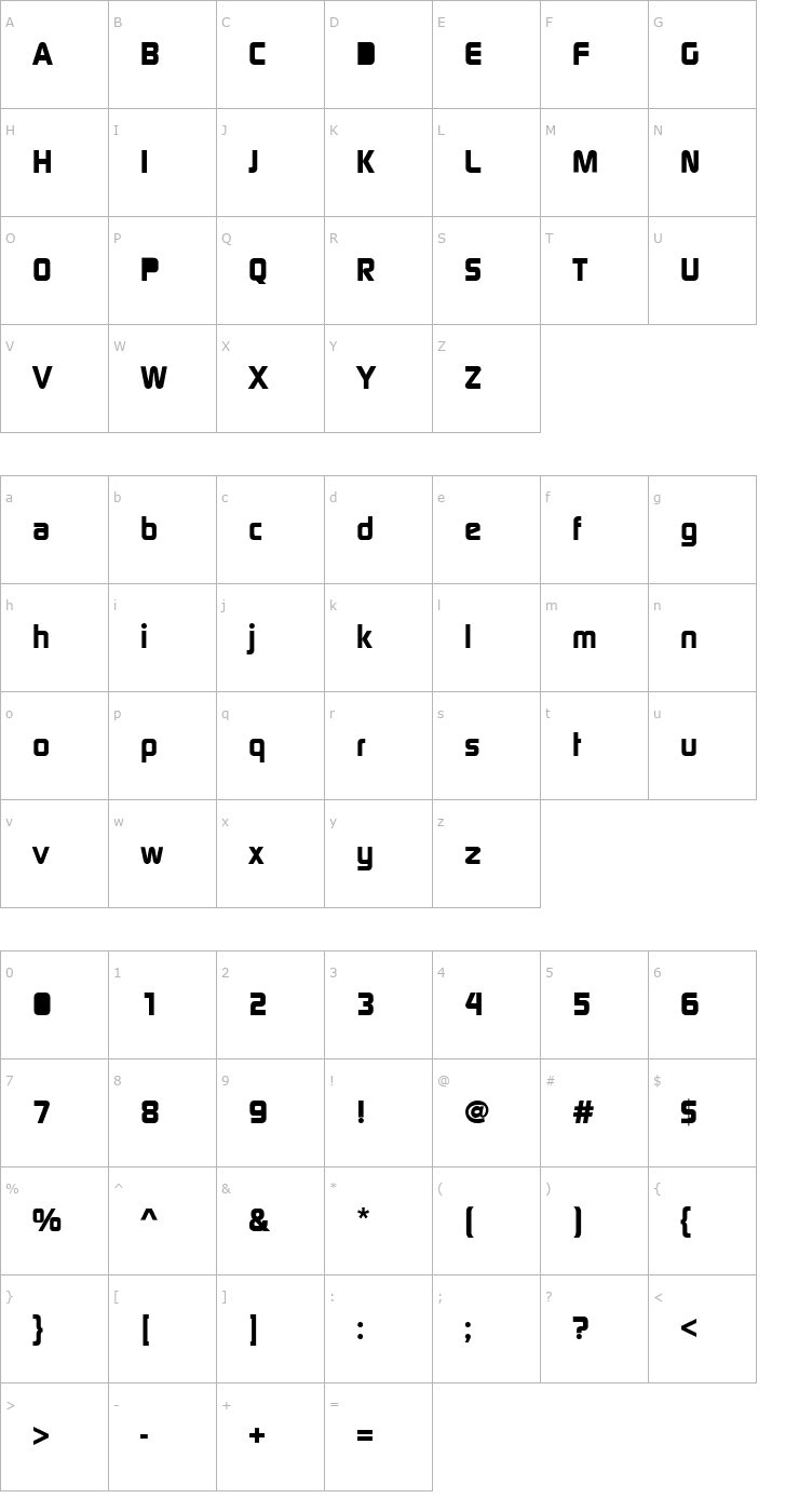 Character Map DigitalSansEF-Bold Font