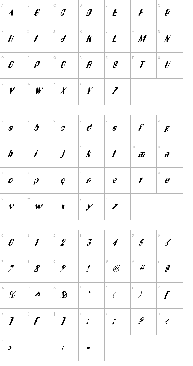 Character Map DigitalSurf Font