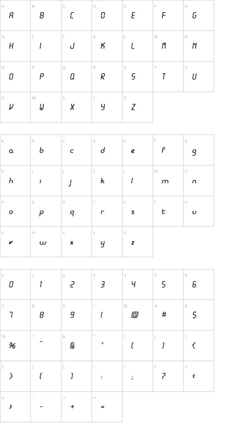 Character Map Digitize Regular Font