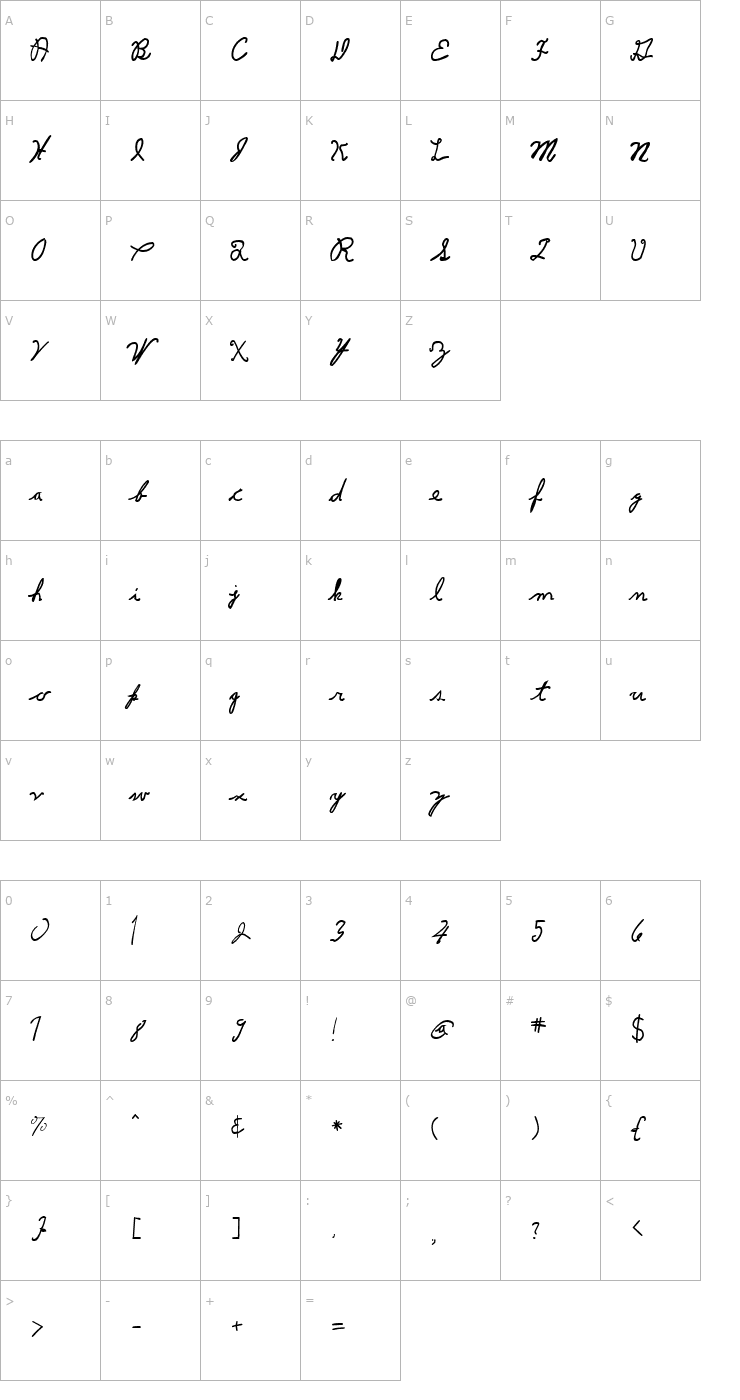 Character Map Dillinger Concise Font