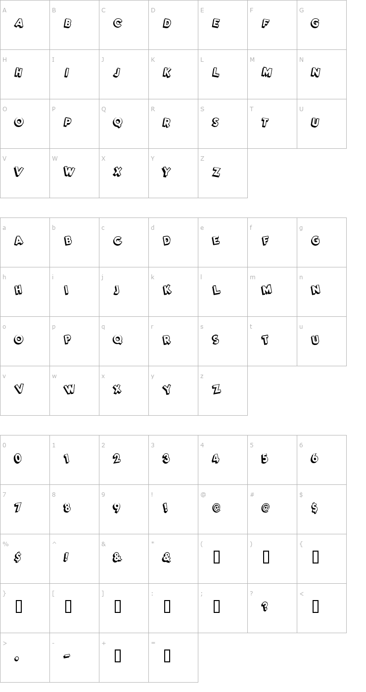 Character Map DimWitGauche Font