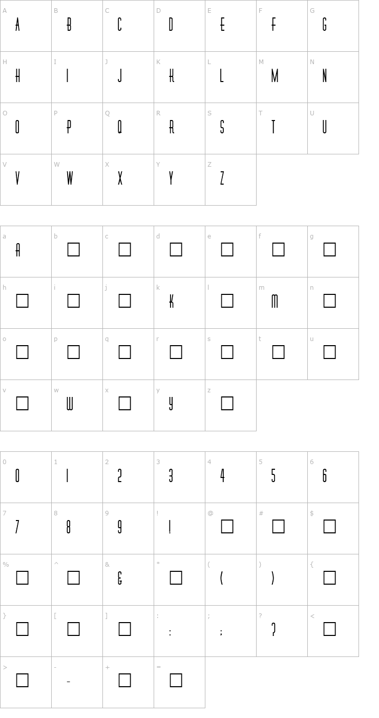 Character Map DinerFat Font