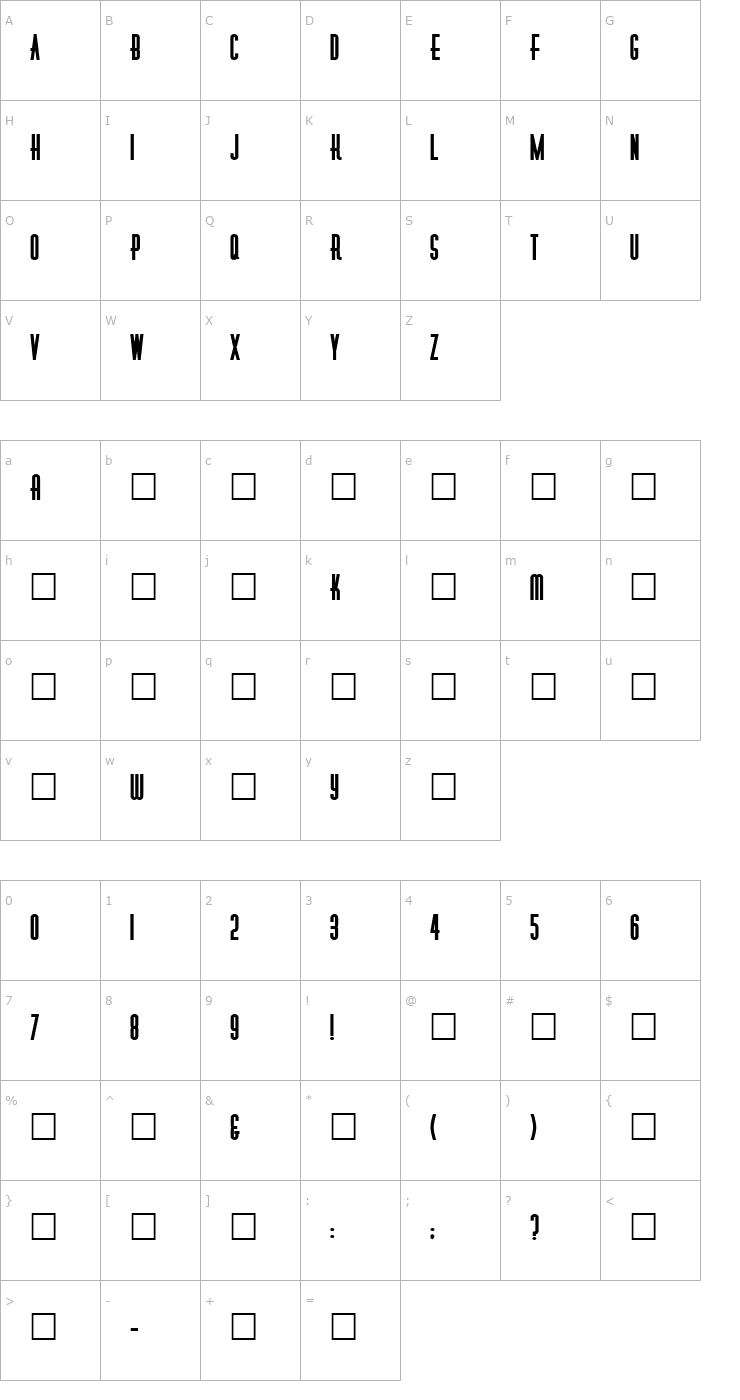 Character Map DinerObese Font