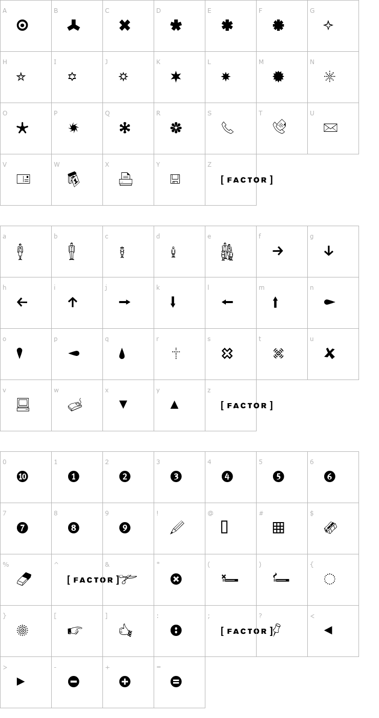 Character Map Dingbests Font