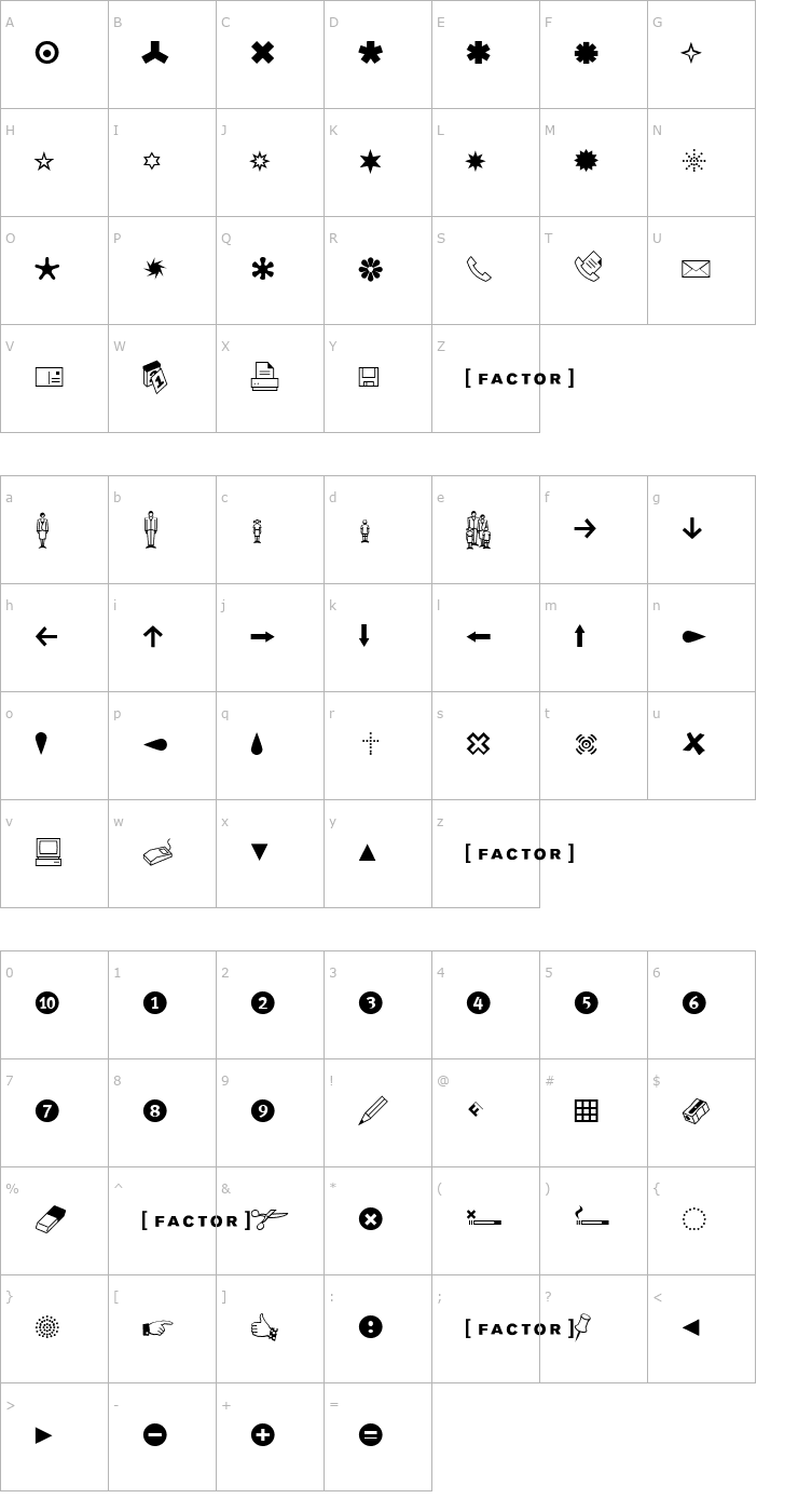 Character Map Dingbests-Regular Font