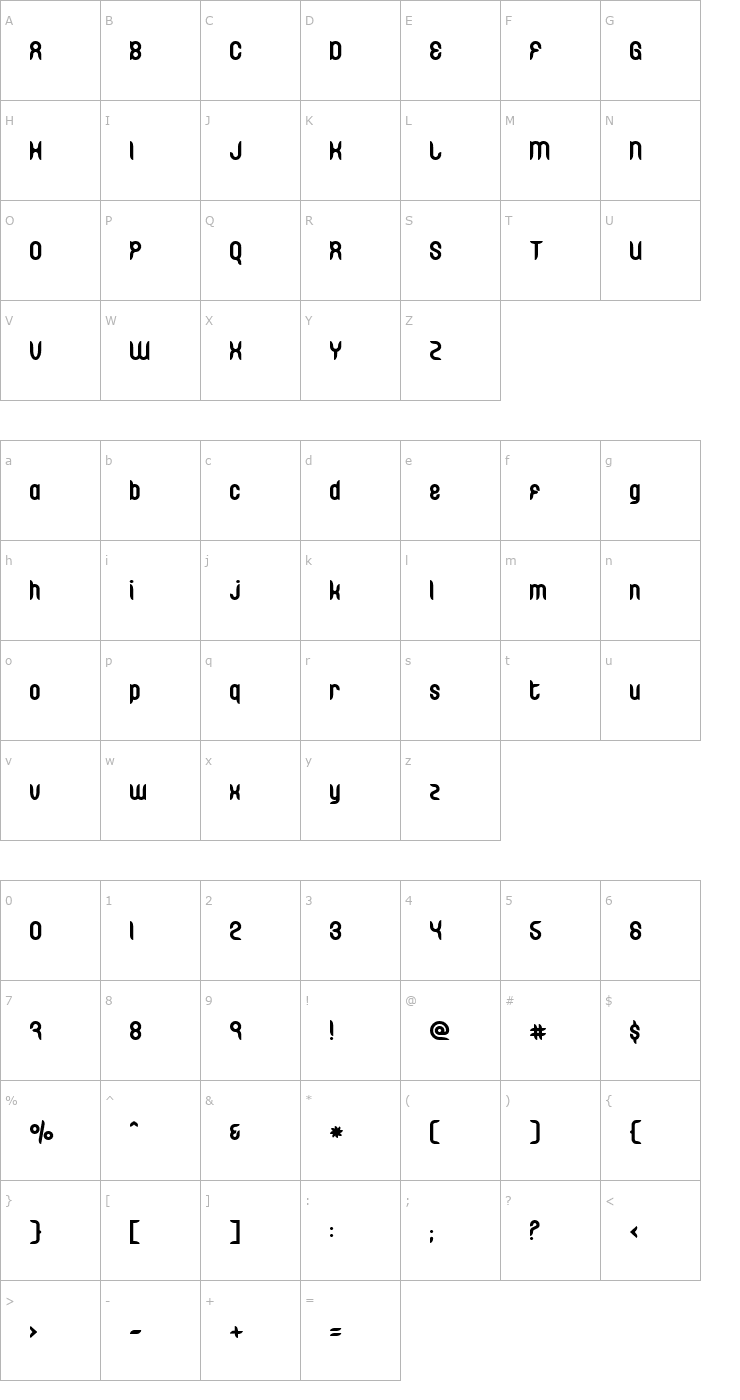 Character Map Dinghy Font