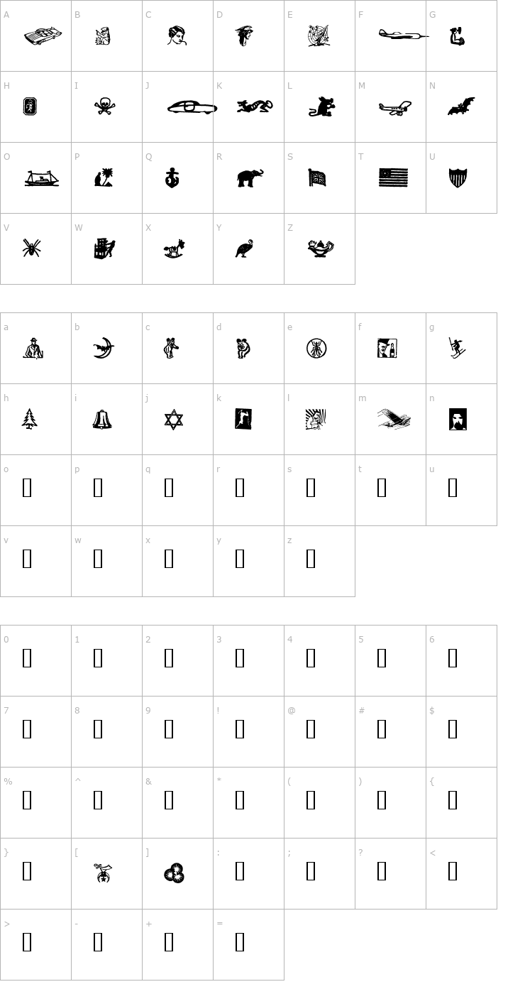 Character Map dingies Heavy Font