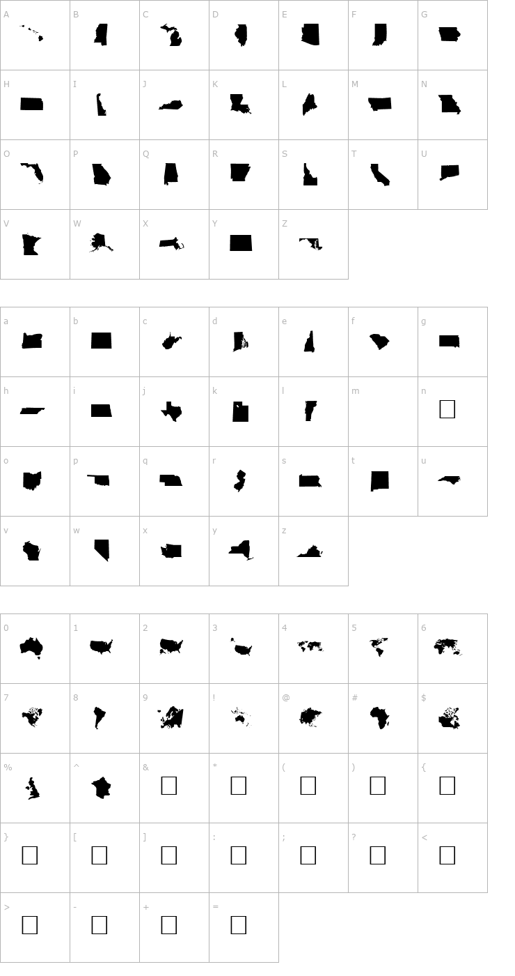 Character Map DingMaps Font