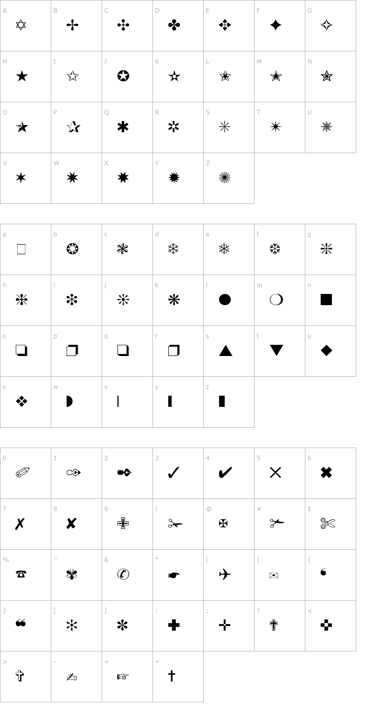 Character Map Dingthings 4 N Font