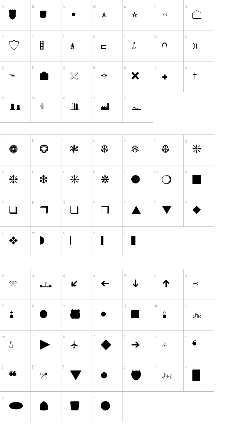 Character Map Dingthings Normal Font
